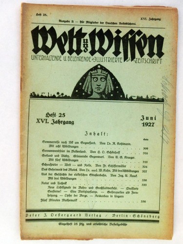 Welt und wissen - 25, 1927